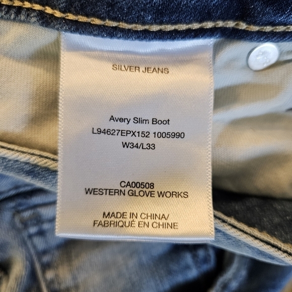 Silver Jeans Avery Slim Boot Jeans Size W34 L33 raw hem light wash - Picture 6 of 6